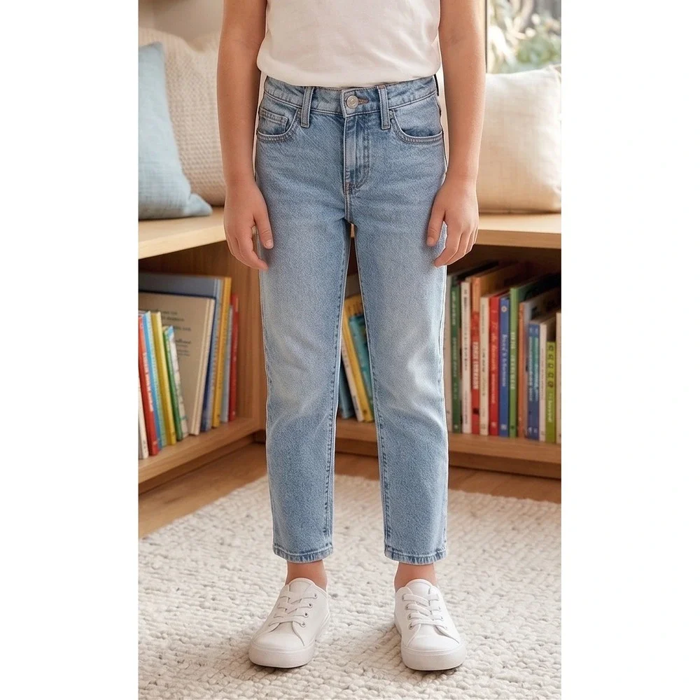 Gap Kids Boys Denim Jeans Blue Stretch Straight Taper Adjustable Waist Sz 12 NWT